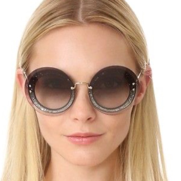 Miu Miu Accessories - Miu Miu Round Glitter Sunglasses